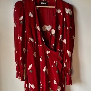 Reformation long sleeve mini floral print dress